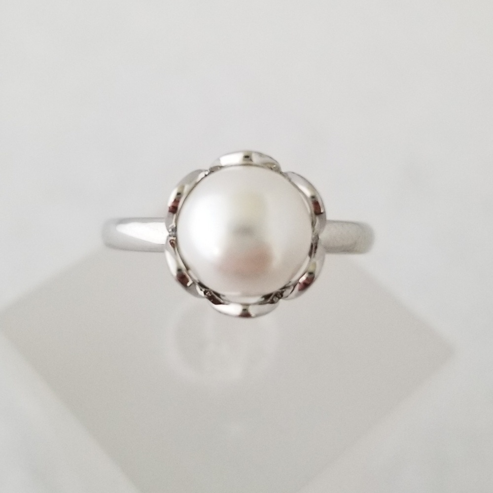 18k Over Sterling Pearl Ring - Picture 3 of 7